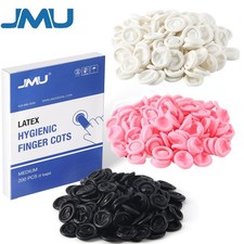 JMU Latex Finger Cots Fingertip Protective Finger Cots Powder Free, Medium