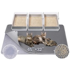 45"x32" Extra Large Cat Litter Mat, Honeycomb Double Layer Kitty Litter Trapp...