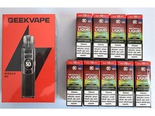 ANGEBOT!!! GeekVape Wenax Q2 Pod Kit E-Zigarette Schwarz + 9 Liquids