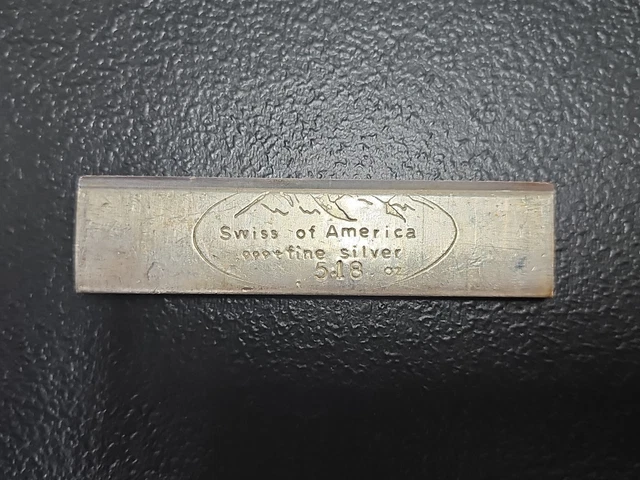 Vintage Draper Mint Swiss Of America 5.18oz .999 File Silver Bar RARE!! #060