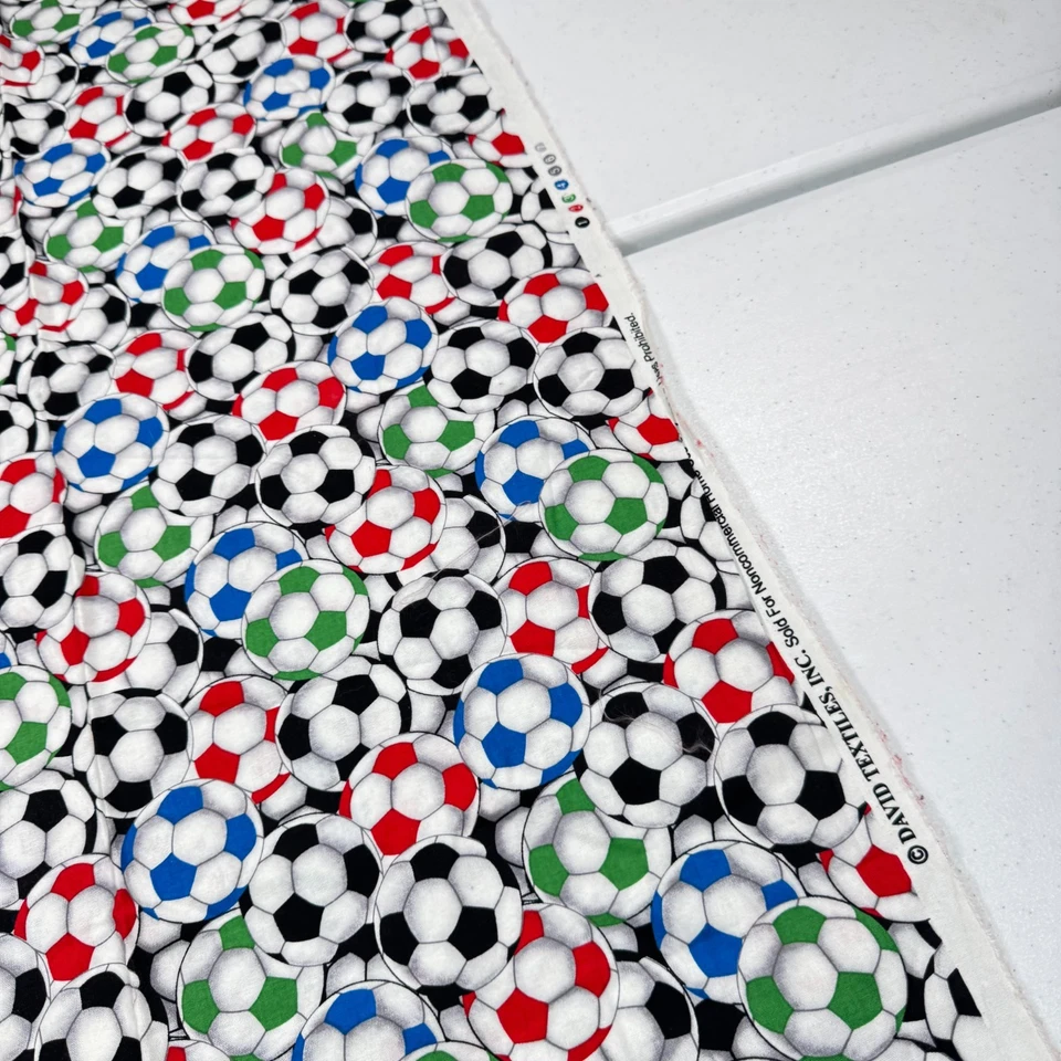 david textiles Fabric soccer ball multicolor sports quilting cotton 44x34 1 yard - Image 4 of 4