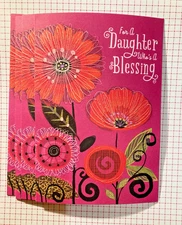 Artsy Red and Magenta Floral Mother’s Day Card to Daughter Envelope Included 