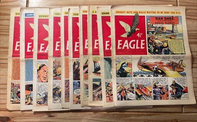 Eagle Comic X10 G to VG 1956 Vol 7 #18 to 22, 24 to 28, Dan Dare