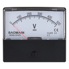 BAOMAIN DH-670 DC 0-500V Class 2.5 Analog Panel Volt Meter 500V, black