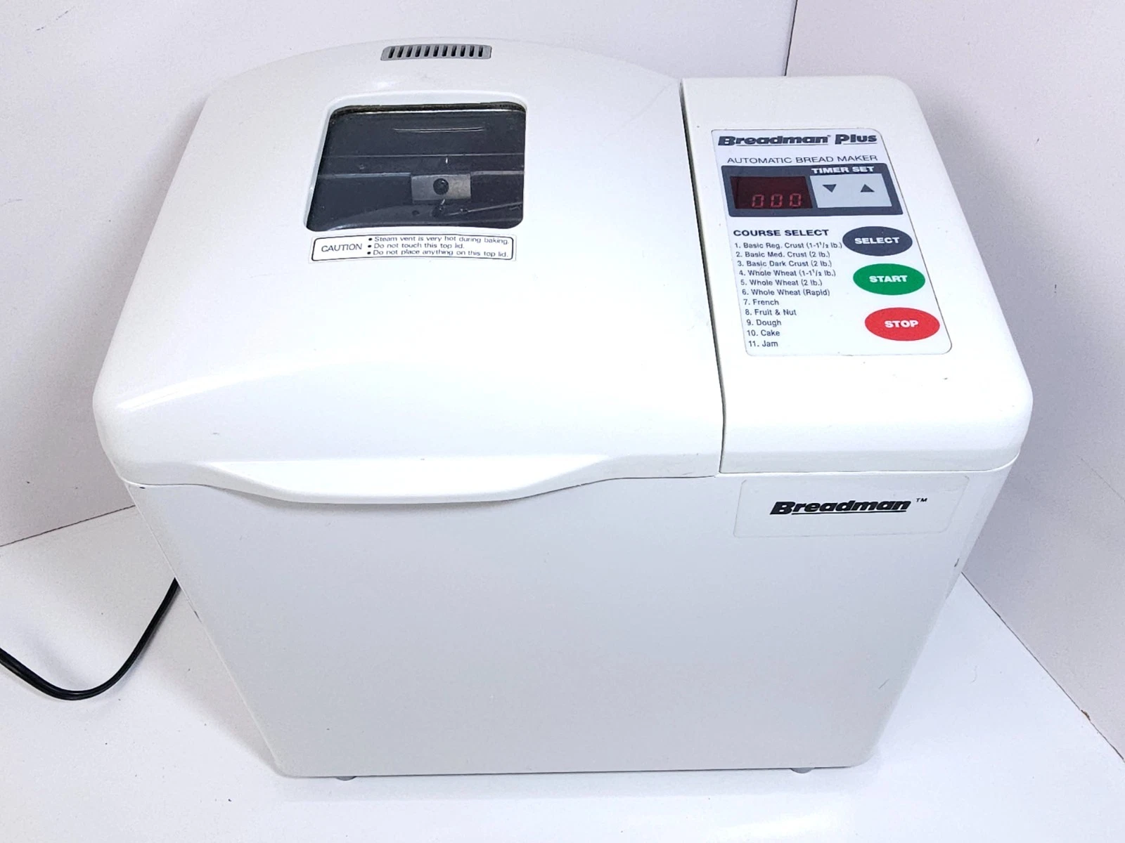 Breadman Plus Automatic Bread Maker TR-700 Tested Works 2 lb Loaf White