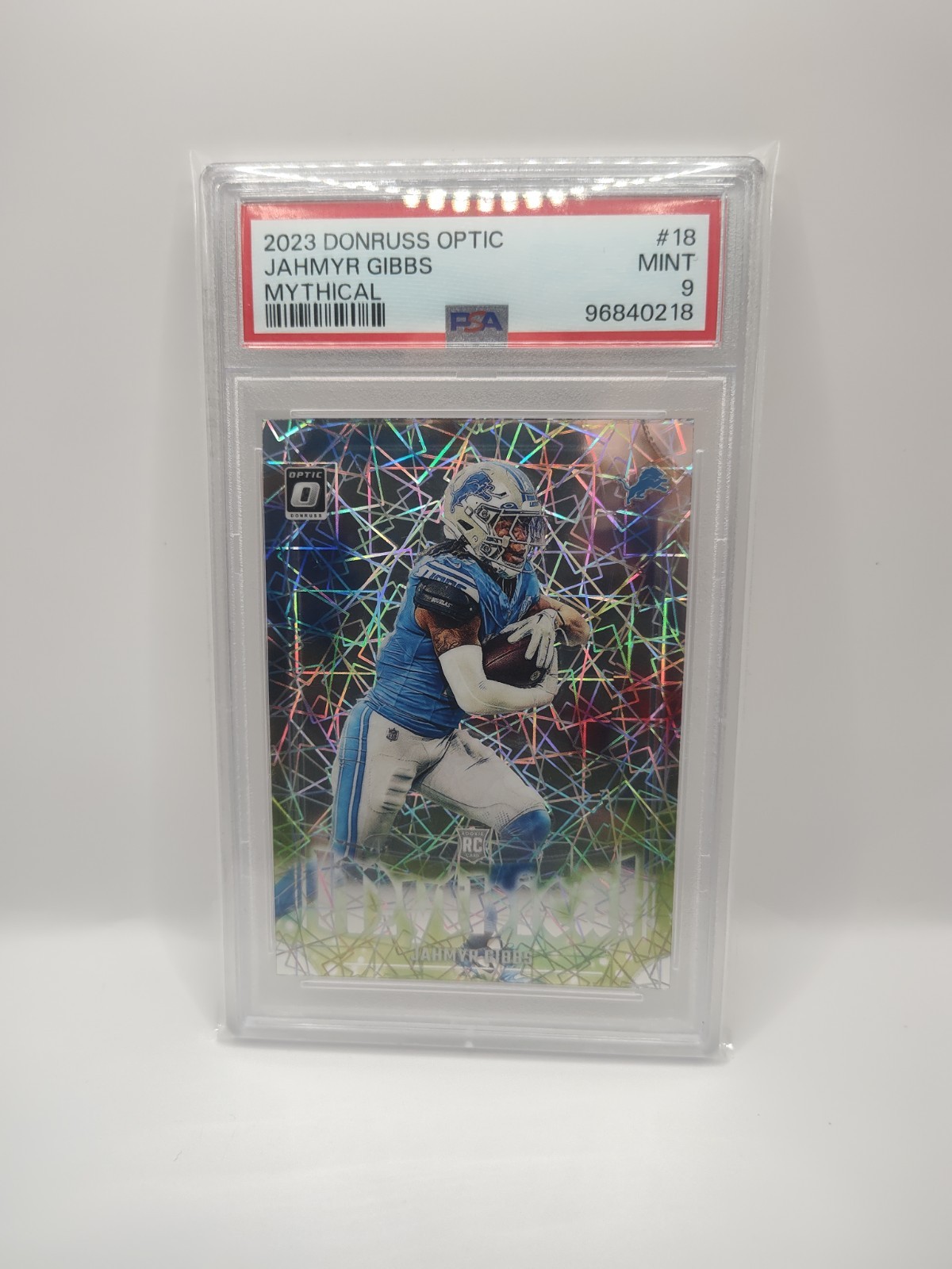 2023 Panini Donruss Optic - Mythical Jahmyr Gibbs #18 (RC) PSA 9