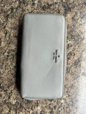 KATE SPADE VERONICA TIMELESS PEBBLED LEATHER LADIES ZIP AROUND WALLET Grey EUC