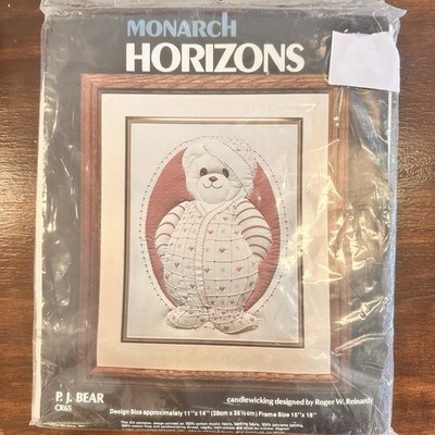 NEW PJ Bear 11x14  Candlewicking Embroidery Kit Monarch Horizons Sealed