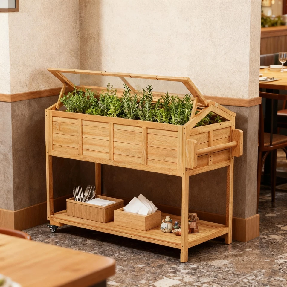 Large Raised Garden Bed with Trellis for Vine Climbing Plants- Wood Planter Box  - Image 2 of 4