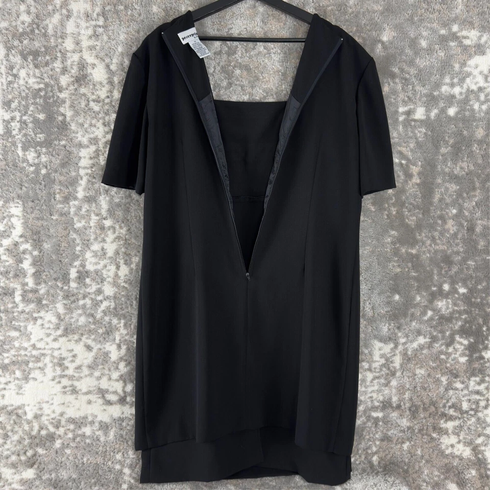 Perceptions Size 12 Shift Midi Dress Black Button Short Sleeve Zip - Image 4 of 4