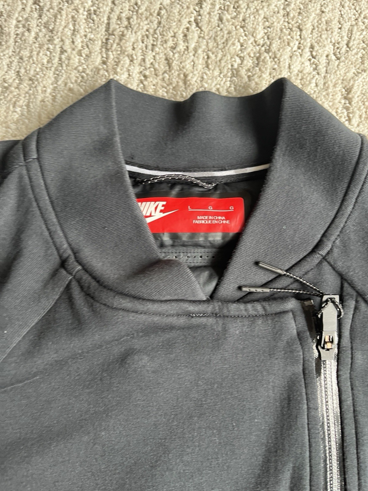 SACAI X NIKE Nike Giacca Grande Piumino Schiena Cropped Zip Up Cappotto Nero Logo Ottimo