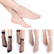 10 Packs Women Solid Stretch Transparent Short Stockings Velvet Ankle Socks