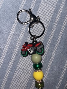 Hand Crafted Beaded Keychain - Made For A Motorcycle Lover Made With Nice Colors