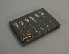 6 x Freddotherm Turnwald bowl fruit skewers freddo-luxe 24 carat gold-plated ...