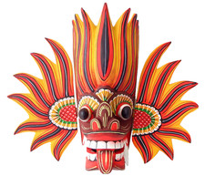 Sri Lankan Wooden Handmade Traditional Fire Mask 8" Wall Hanging Decorative Art