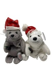 Coca Cola Christmas Bean Bag Plushies, Polar Bear, Seal and Penguin, 1997