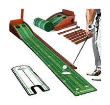 Golfguru Putting Green, 9.8ft Golf Putting Mat with Automatic Ball Return Tra...