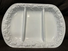 Samir Ceramica White Divided Serving Platter Dish With Fruit Grapes Pears Cherry