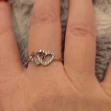 Sterling Silver Double Heart Cubic Zirconia Ring Brand New In Box