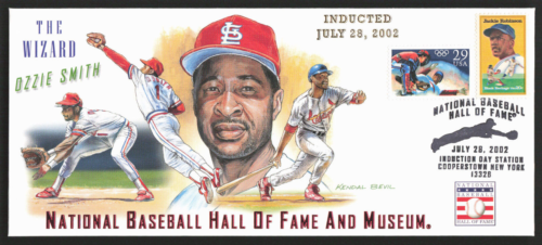 The Wizard Ozzie Smith Induction 2002 Baseball Hall of Fame Bevil Cachet Artist - Picture 1 of 2