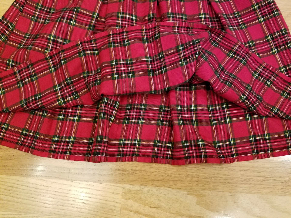 Vestido chaqueta de terciopelo de manga larga Emily West de segunda mano plisado rojo a cuadros 16 Foto 4 de 4