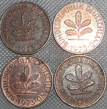 2 Pfennig 1973 D F G J Kompletter Satz