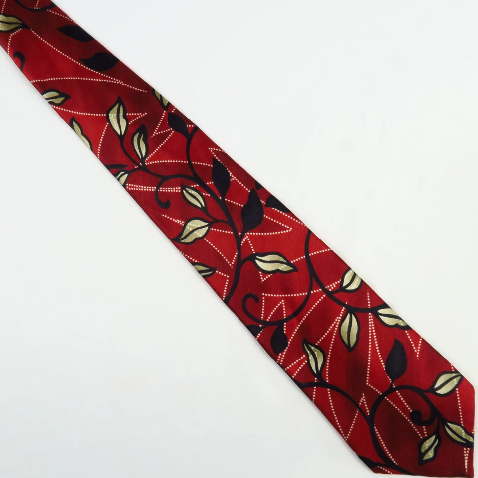 Corbata de cuello vintage George Machado Palms Springs roja floral vid 59"x3,75" Power Foto 2 de 4