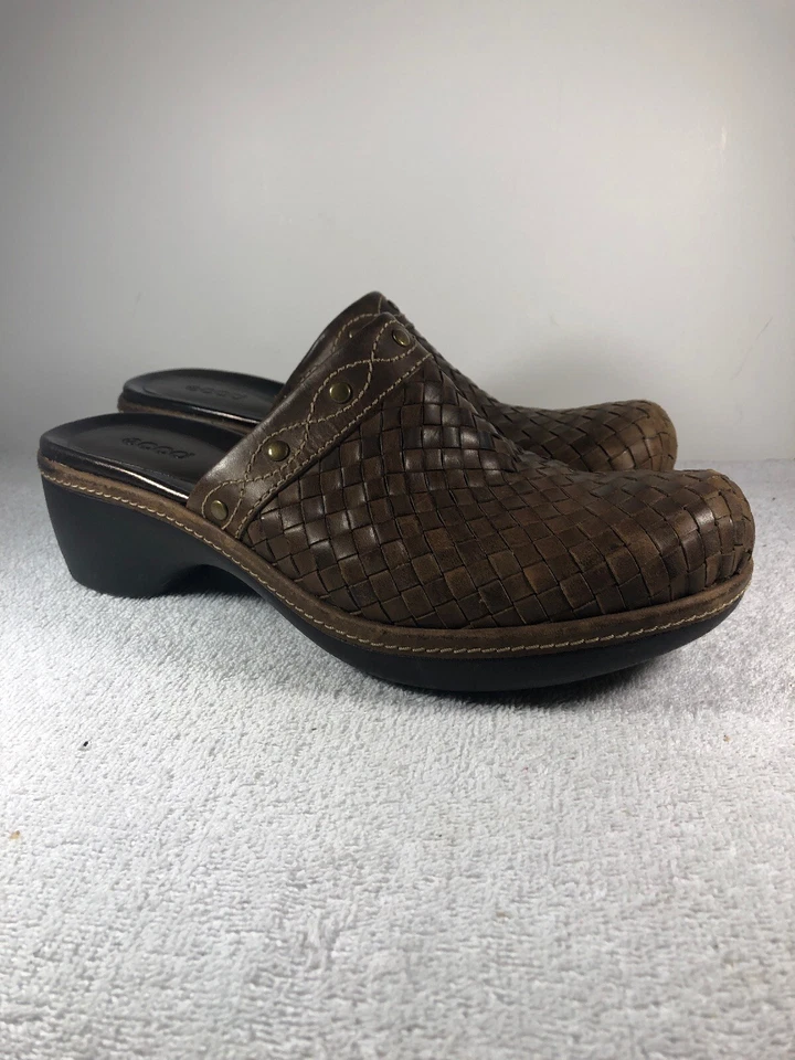 Ecco Womens Brown Basket Weave Clogs Shoes Size EU 39 US 7-7.5 - Image 2 of 4