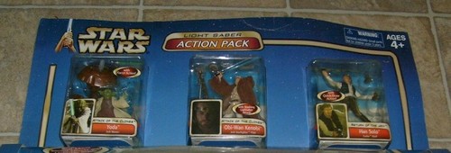 STAR WARS VADER JEDI LIGHTSABER & FIGURE ACTION PACK HAN YODA OBI ATTACK CLONES - Picture 5 of 5