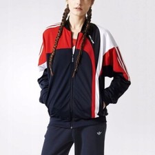 Adidas Originals Track Jacket Women Sz38 M/L Trefoil Tricolor Adilize 1994 Retro