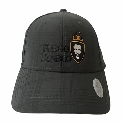 Fuego Diablo Premium Steaks Flat Embroidered Logo Strapback Hat Gray Ahead