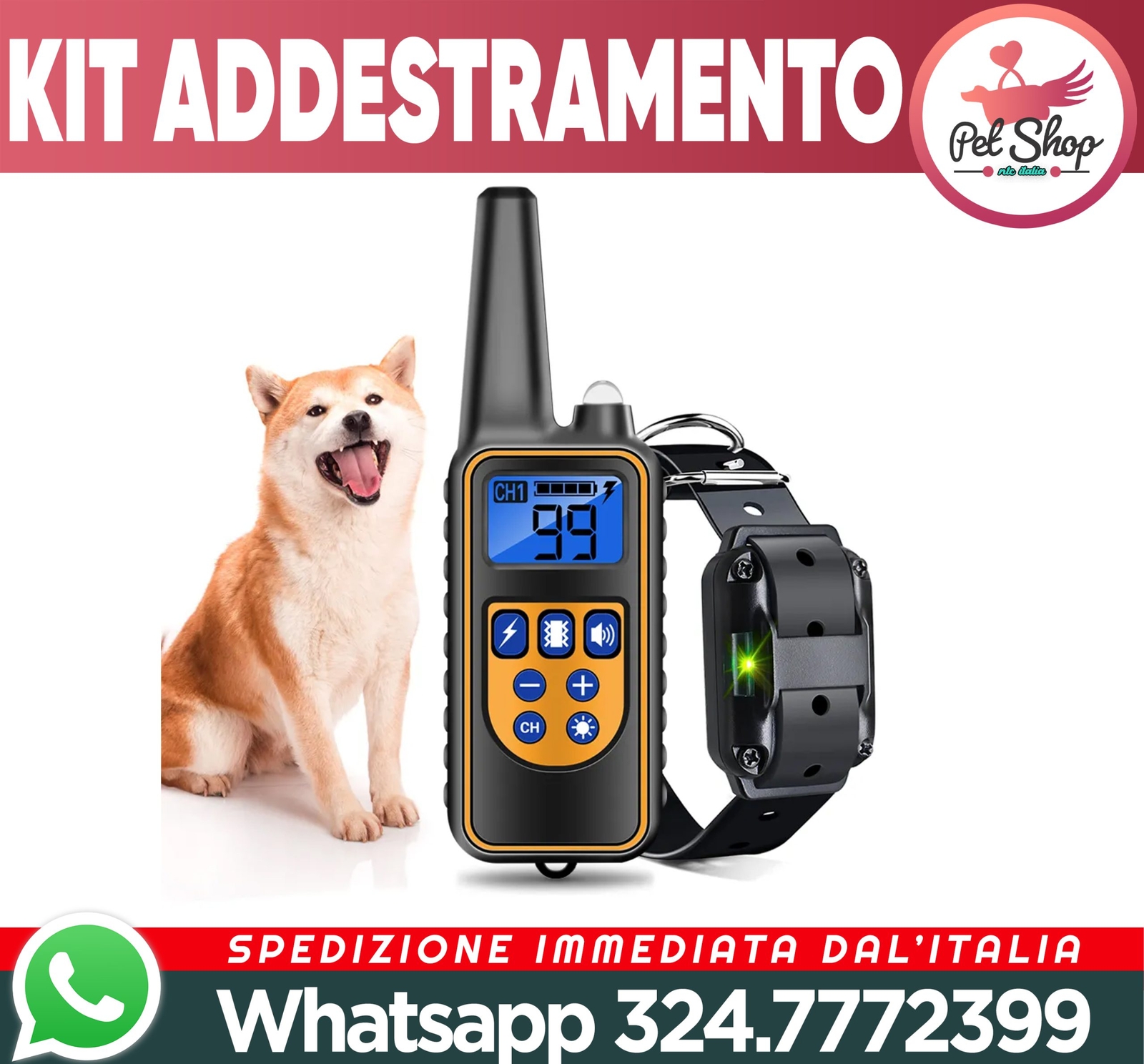 Offerta Collare Elettrico Addestramento Cani 800m LCD Impermeabile