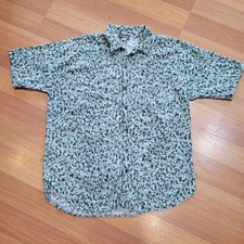 Vintage Mens Shirt XL Triumph of California Casual Floral Print Button Up Teal