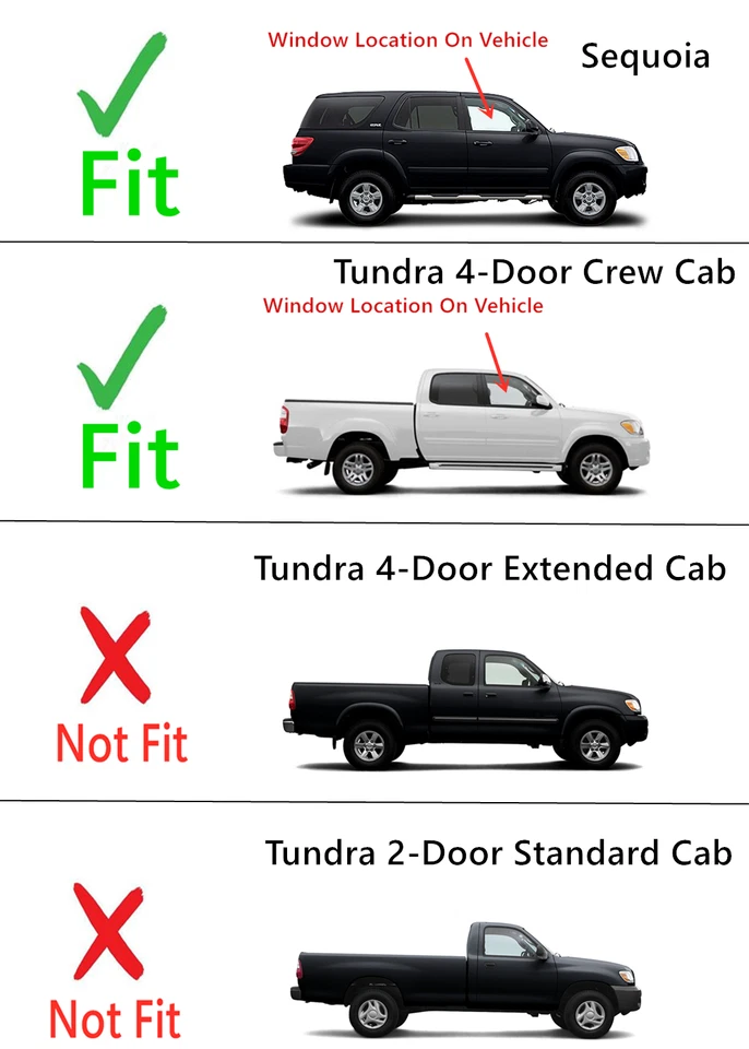 Fit 01-07 Toyota Sequoia 04-06 Tundra Crew Passenger Front Door Window Glass Foto 2 de 3