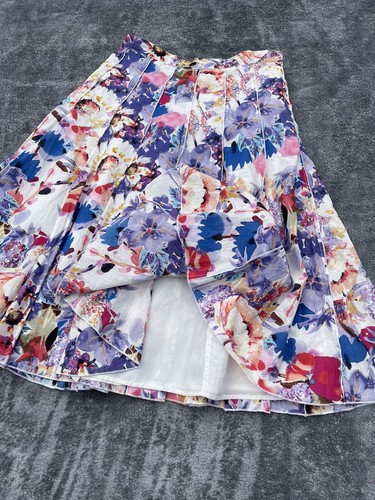 Pleated Floral Skirt Art Wear Pin Tuck Water Color Maxi PXS XSP XS Petite 4451 - Picture 2 of 7
