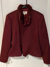 Vtg VIE Victoria Royal Red Evening Blazer Jacket Size 14 Paris 2000 Made In USA