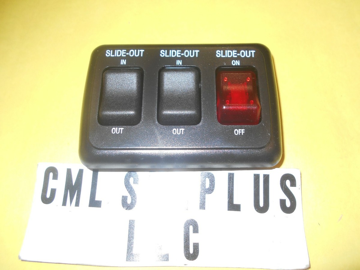 AH-ASY-3-5-026 BLACK RV ROCKER SLIDE OUT SWITCH 3 GANG W/ RED