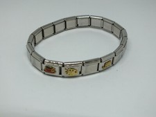 Beautiful Stretch Bracelet Silver Tone Links Easel Elephant S L Blue Rhinestone