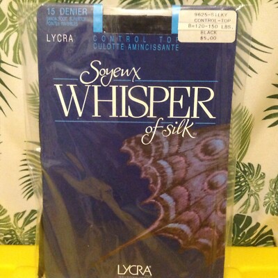 Vintage Pantyhose Whisper Silk Back Seam Sheer Color Black Size B BWW01