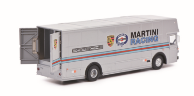 1:64 SCHUCO Mercedes Benz O317 Camion Voiture Transp.Porsche Martini