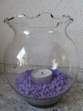Glas zum Bepflanzen Windlicht Blumenvase Rand Wellen Dekoglas