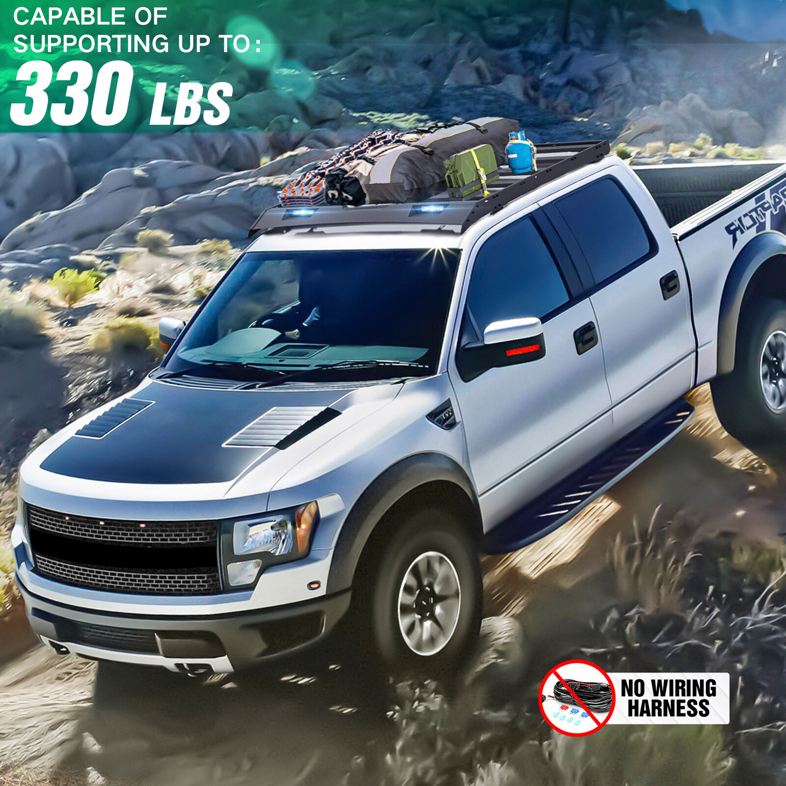 For 2009-2014 Ford F-150 & Raptor SuperCrew Cab Roof Rack Cargo Basket Luggage 