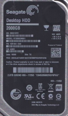Disque Dur Interne Seagate ST2000DM001 - 3.5 Pouces - SATA - PCB 100762568 - Occasion