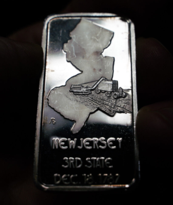 1974 Trenton New Jersey 3rd State 1787 1oz 999 FINE Silver Art Bar