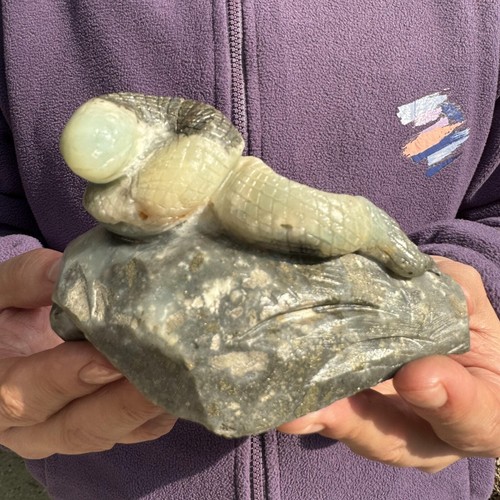 Serpiente de Calcita Caribeña - Exhibición Natural Tallada a Mano Alta Calidad - Imagen 8 de 10