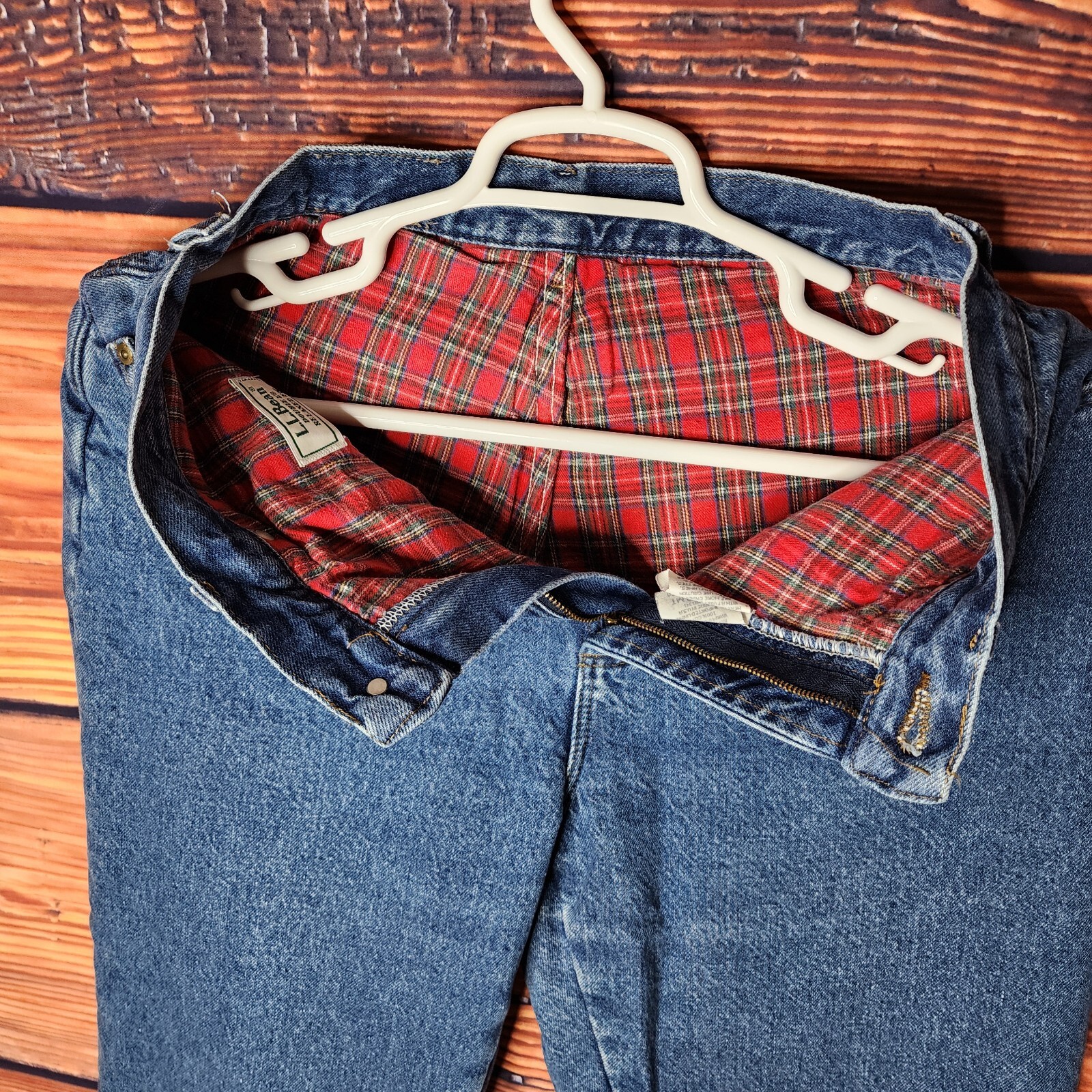 VINTAGE LL Bean Women's Flannel Lined Blue Jeans Size 12MT Denim 32Wx31