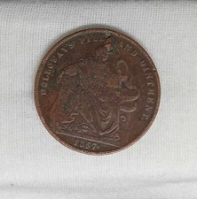 1857 - Copper Penny:Professor Holloway's Pills And Trade Token(Good) Uncertified