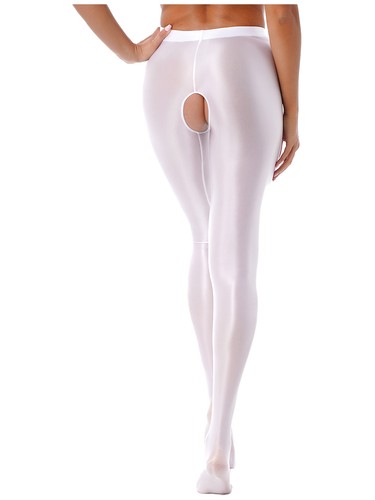 Women Oil Shiny Stocking High Waisted Crotchless Pantyhose Stretchy Lingerie - Picture 13 of 106