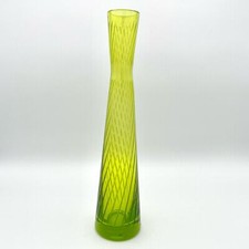Baccarat France Mikado Passion Green Etched Bud Vase 9.25" Tall Signed