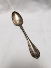 R Wallace & Son Rose Pattern 8.5" Sterling Silver Spoon. Monogrammed H.  51 grms